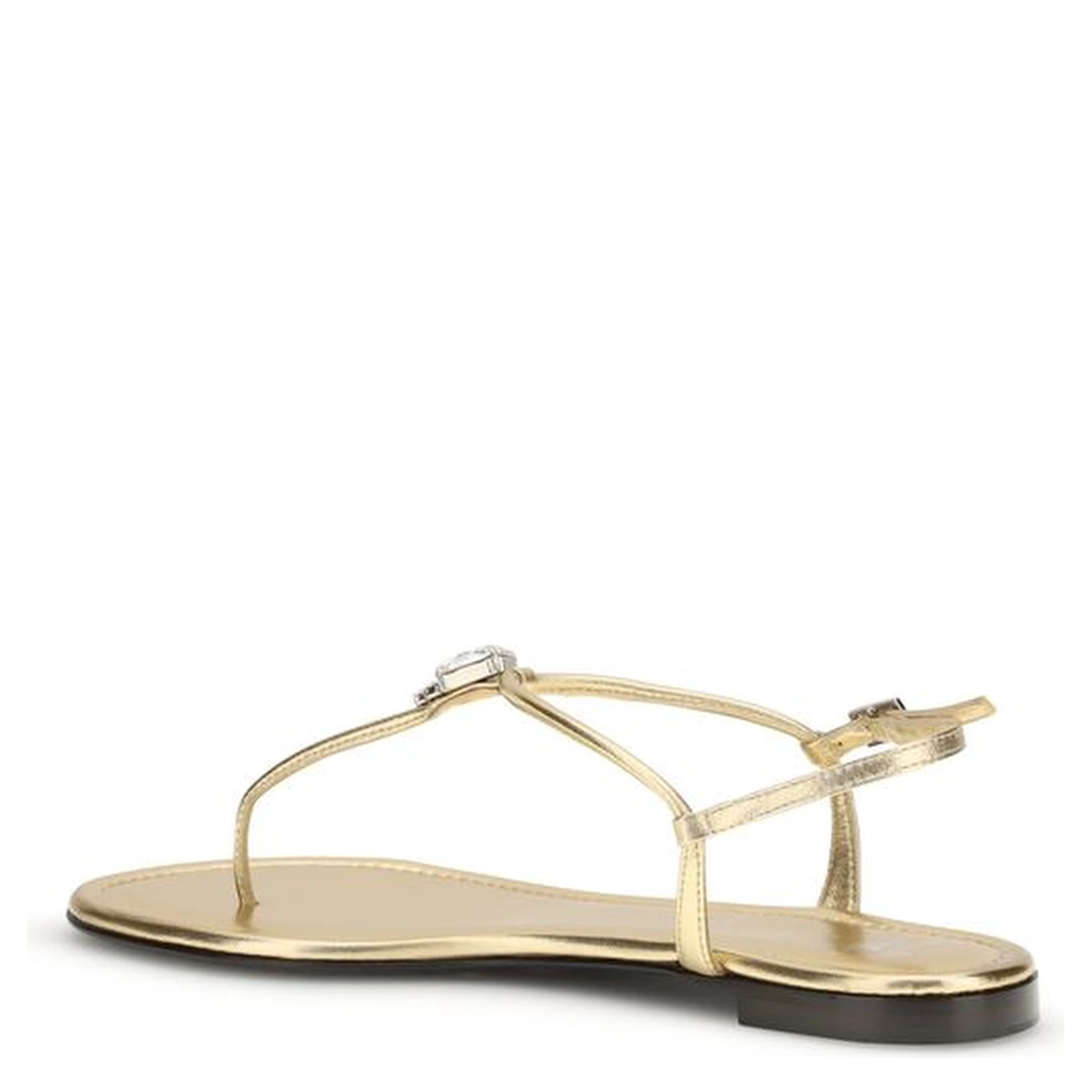 Gold Calf Leather Bos Taurus Flat Sandals