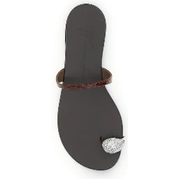 Brown Calf Leather Bos Taurus Flat Sandals