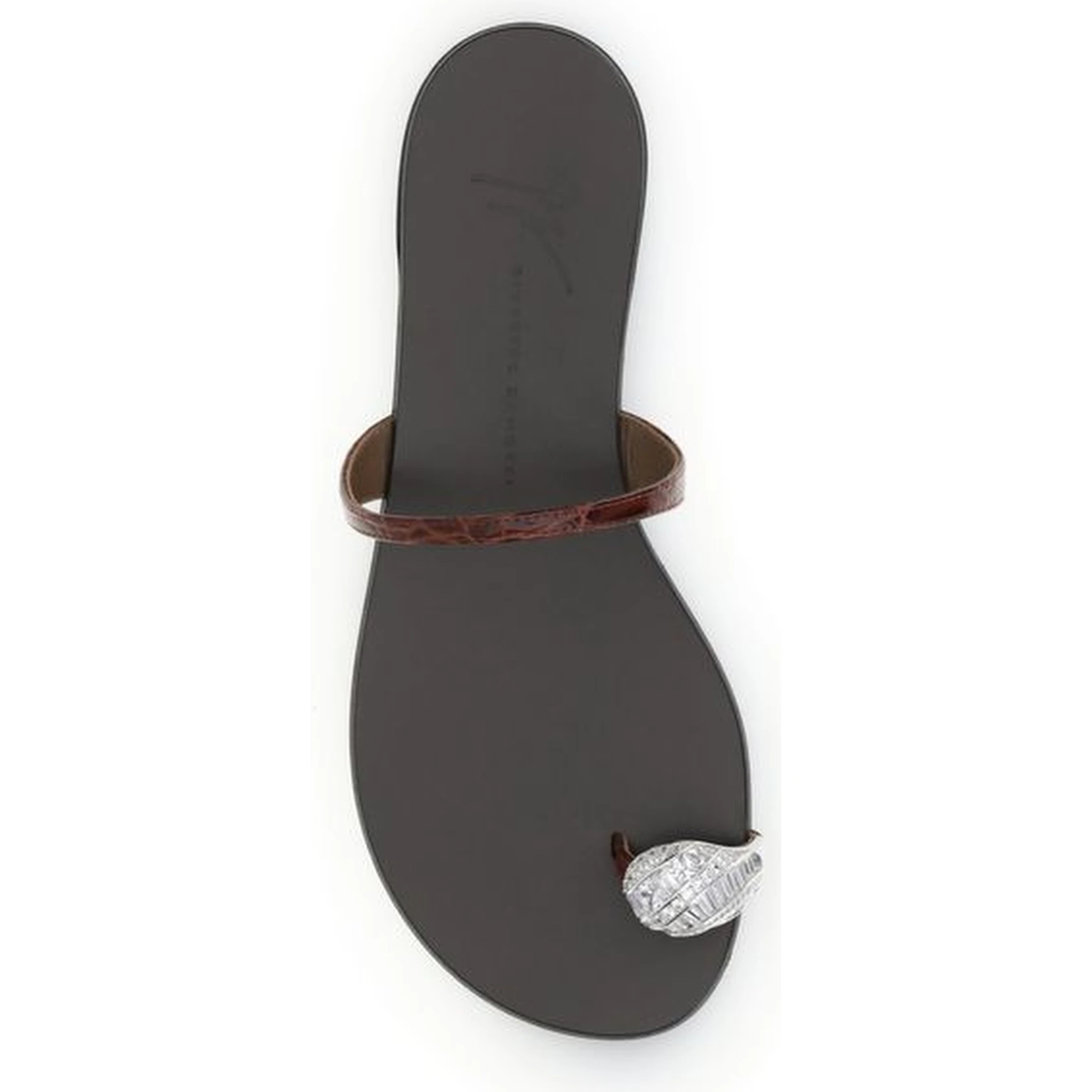 Brown Calf Leather Bos Taurus Flat Sandals