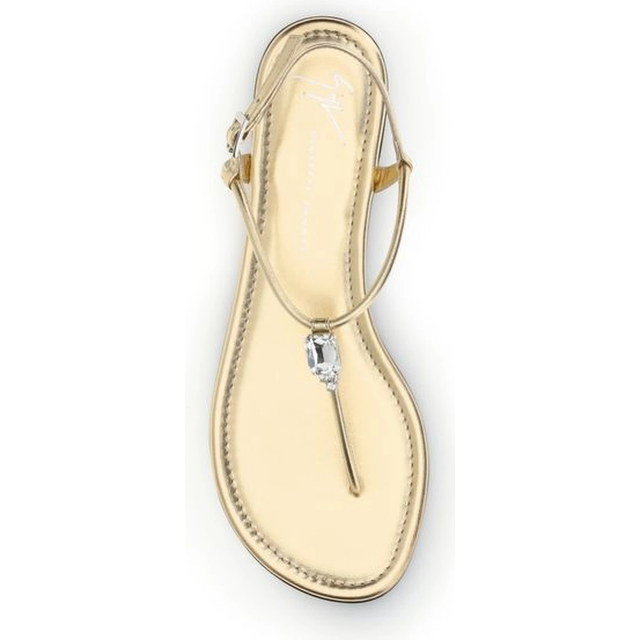 Gold Calf Leather Bos Taurus Flat Sandals