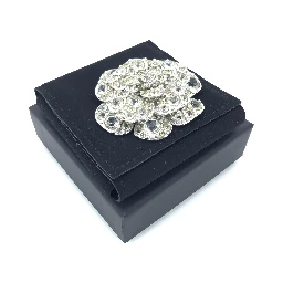 Silver Crystal Camellia Flower Brooch