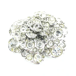 Silver Crystal Camellia Flower Brooch