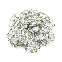 Silver Crystal Camellia Flower Brooch
