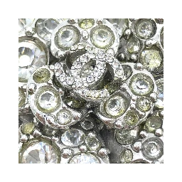 Silver Crystal Camellia Flower Brooch