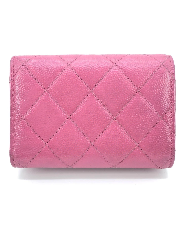 Pink Leather Quilted Flap Wallet alternative