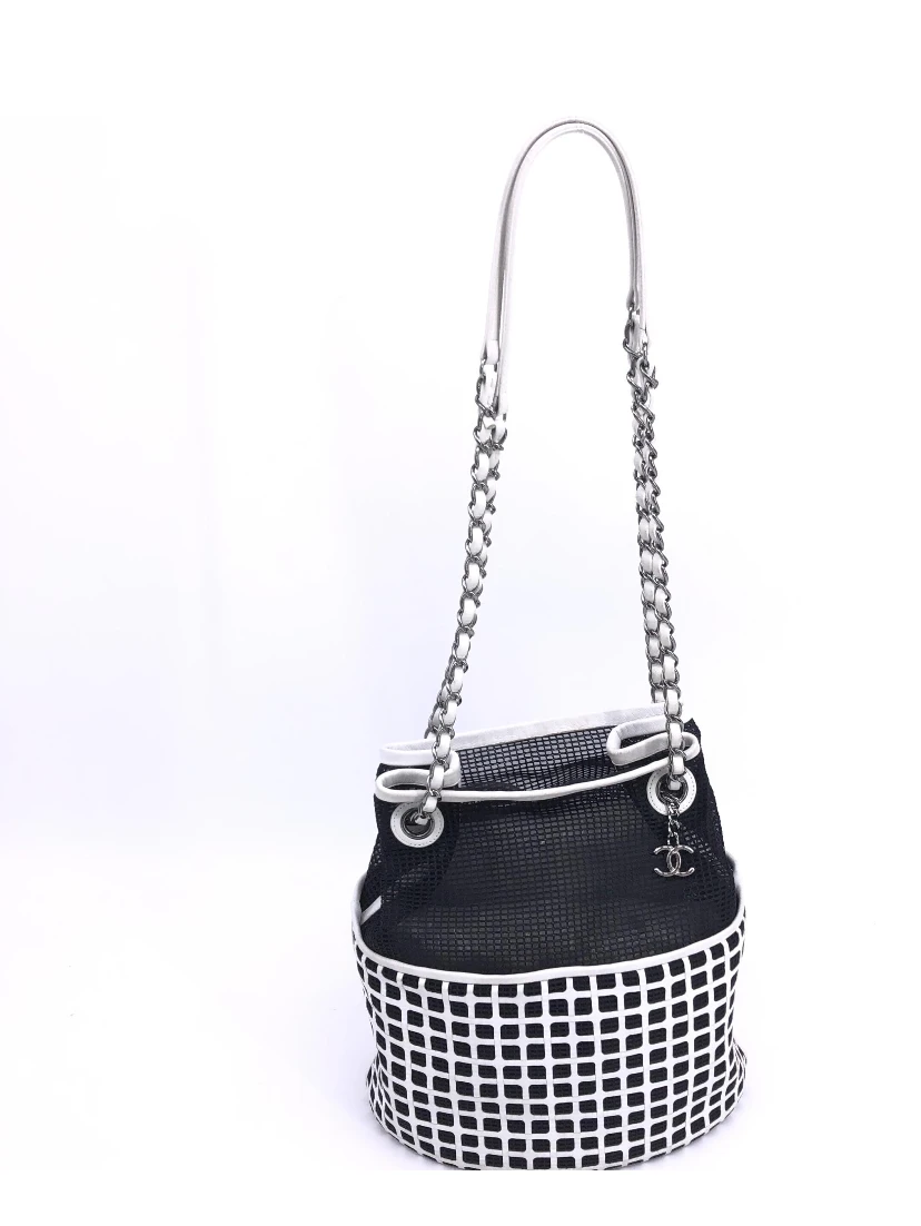 Mesh And Leather Bucket Bag