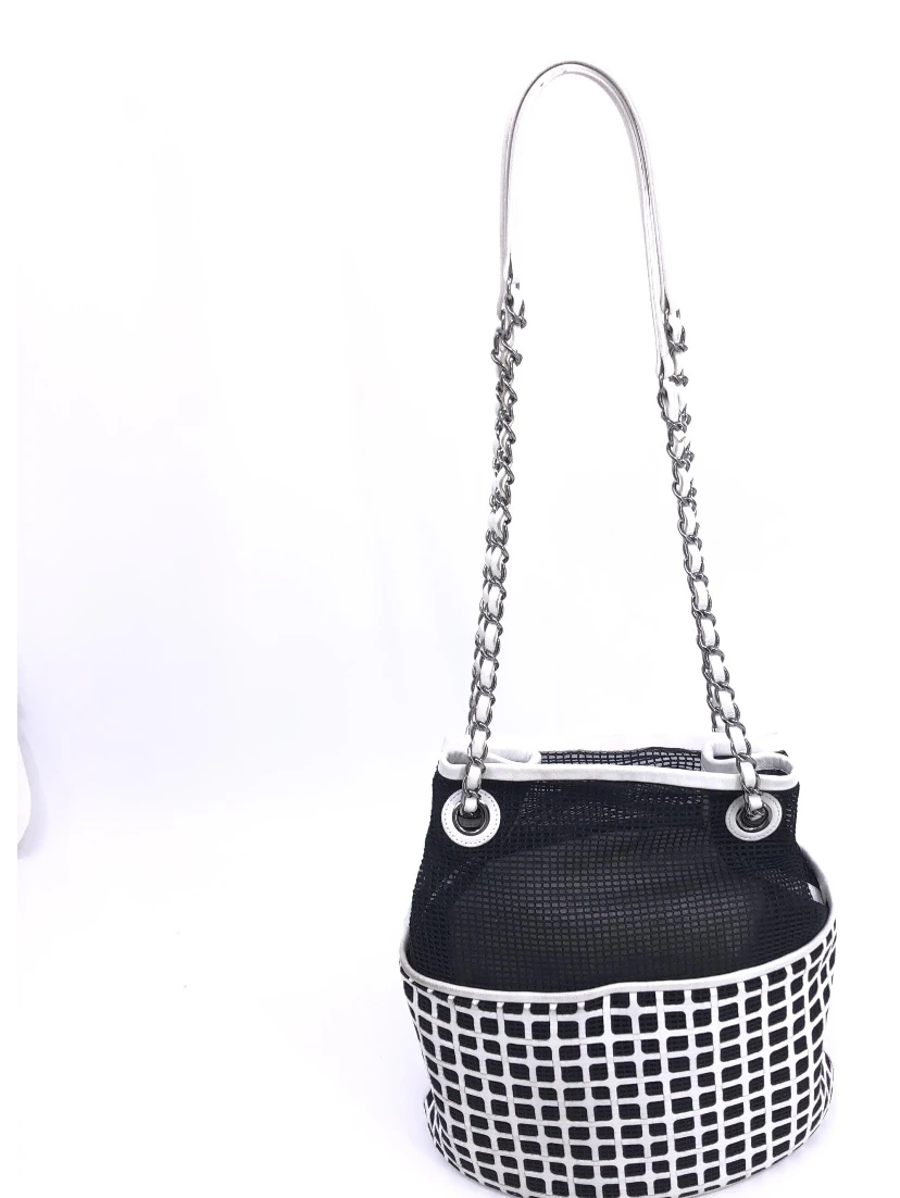 Mesh And Leather Bucket Bag