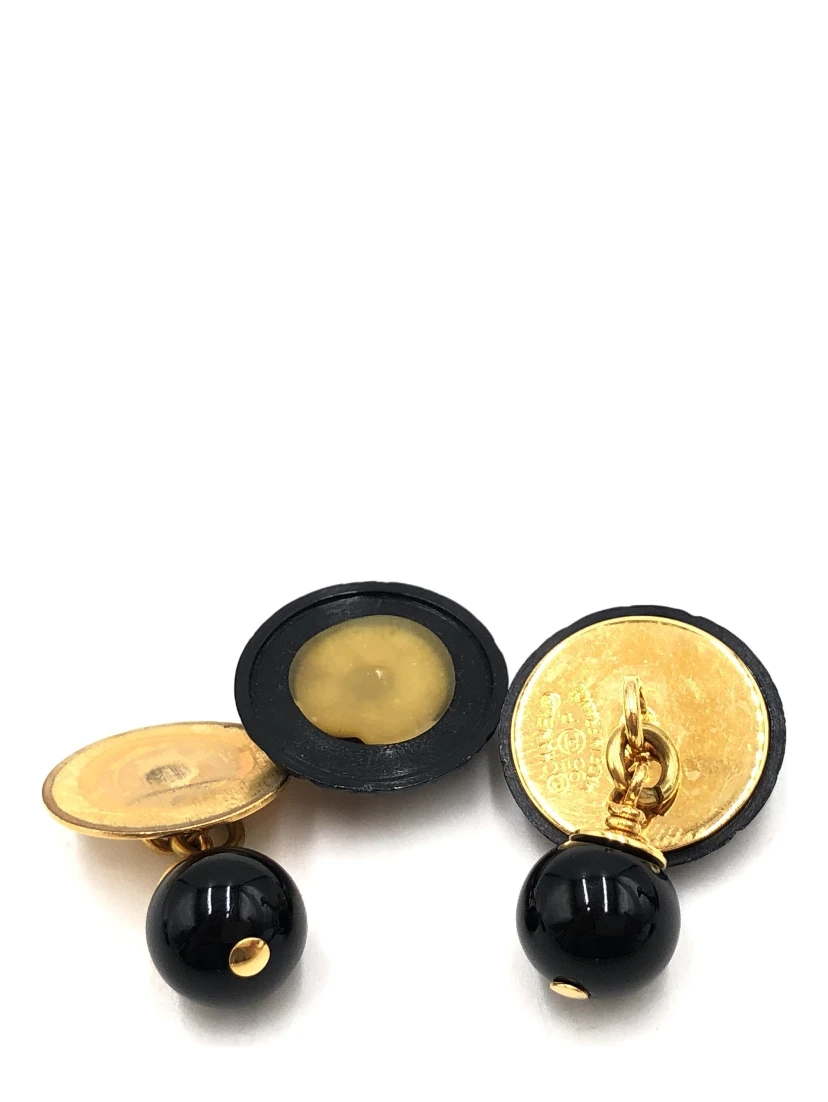 Matelasse Coco Mark Black Plastic Cufflinks