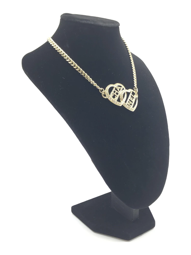 Gold Tone Heart Choker Necklace With Logo alternative