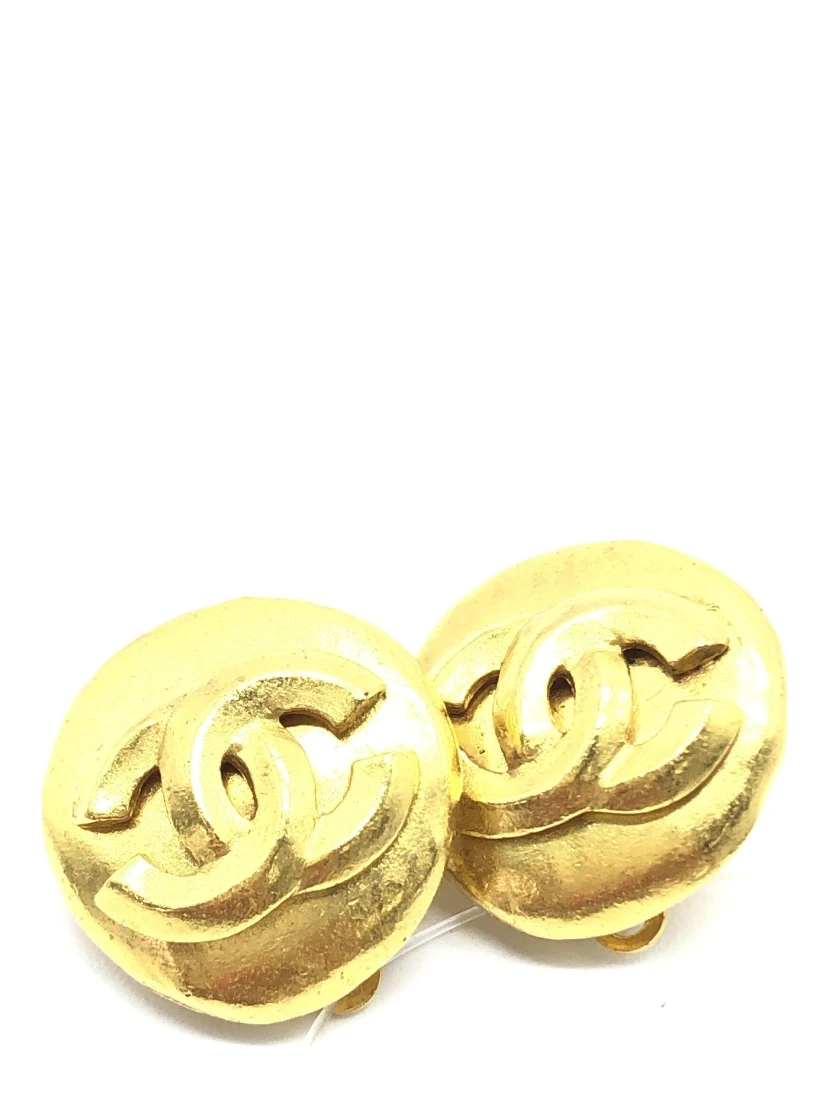 Gold Tone CC Clip-On Earrings