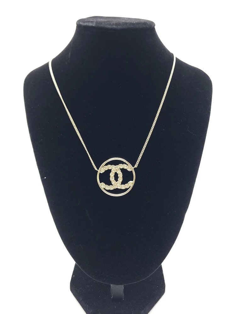 Gold Tone CC Circle Pendant Necklace alternative