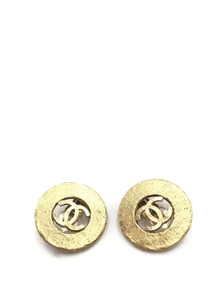 Gold Plated CC Logo Circular Earrings