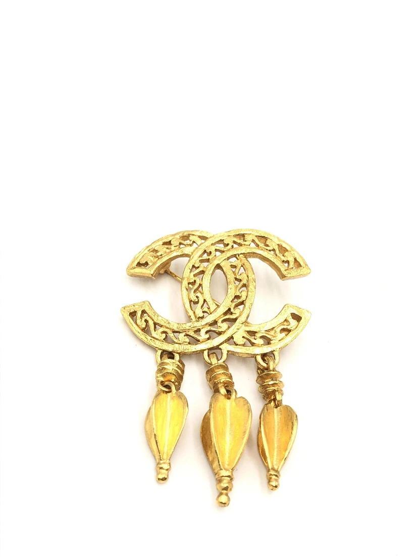 Gold Plated CC Logo Brooch