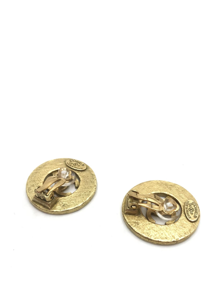 Gold Plated CC Logo Circular Earrings