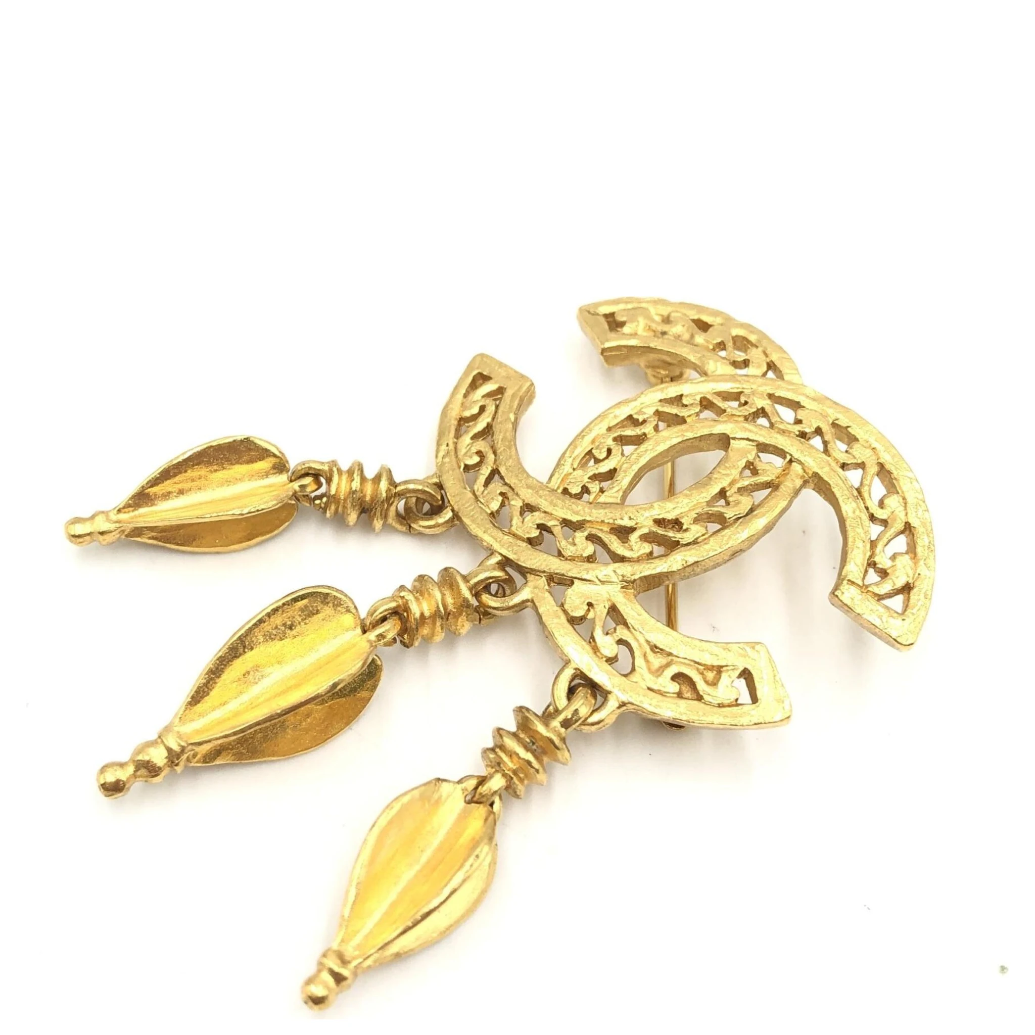 Gold Plated CC Logo Brooch