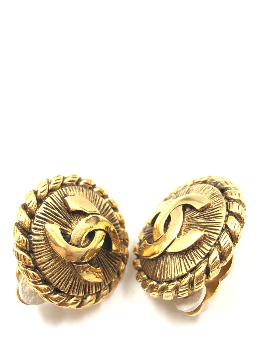 Gold Plated CC Clip On Earrings
