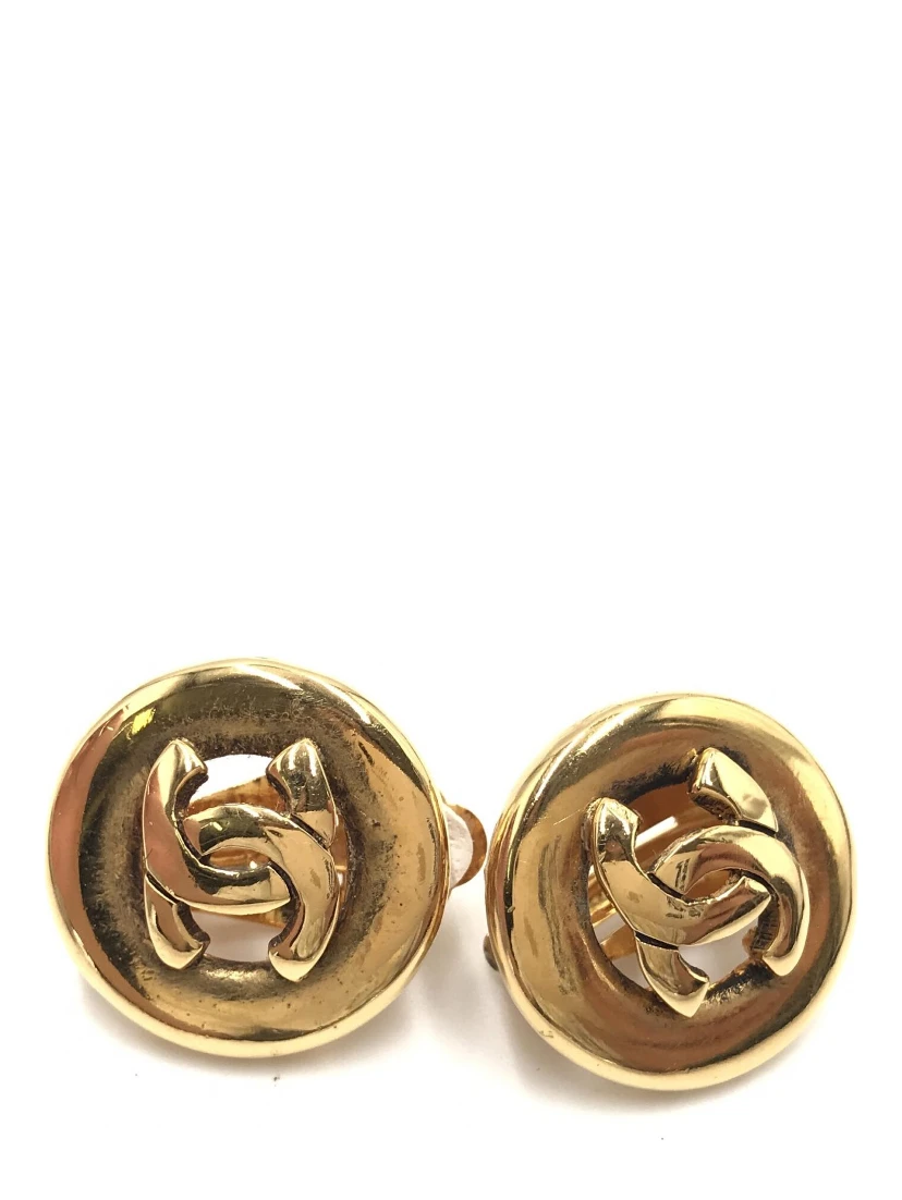 Gold Plated CC Clip-On Earrings