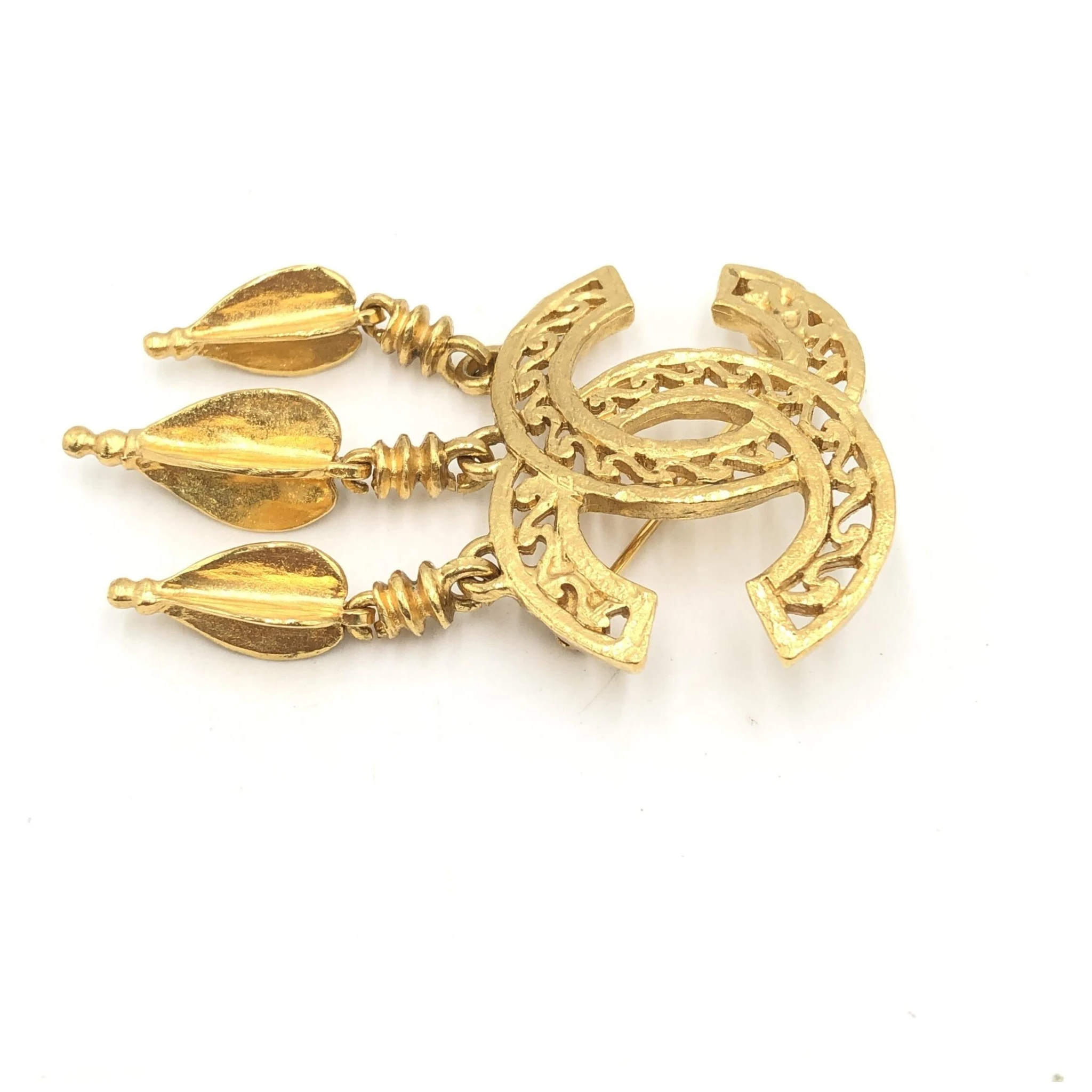 Gold Plated CC Logo Brooch
