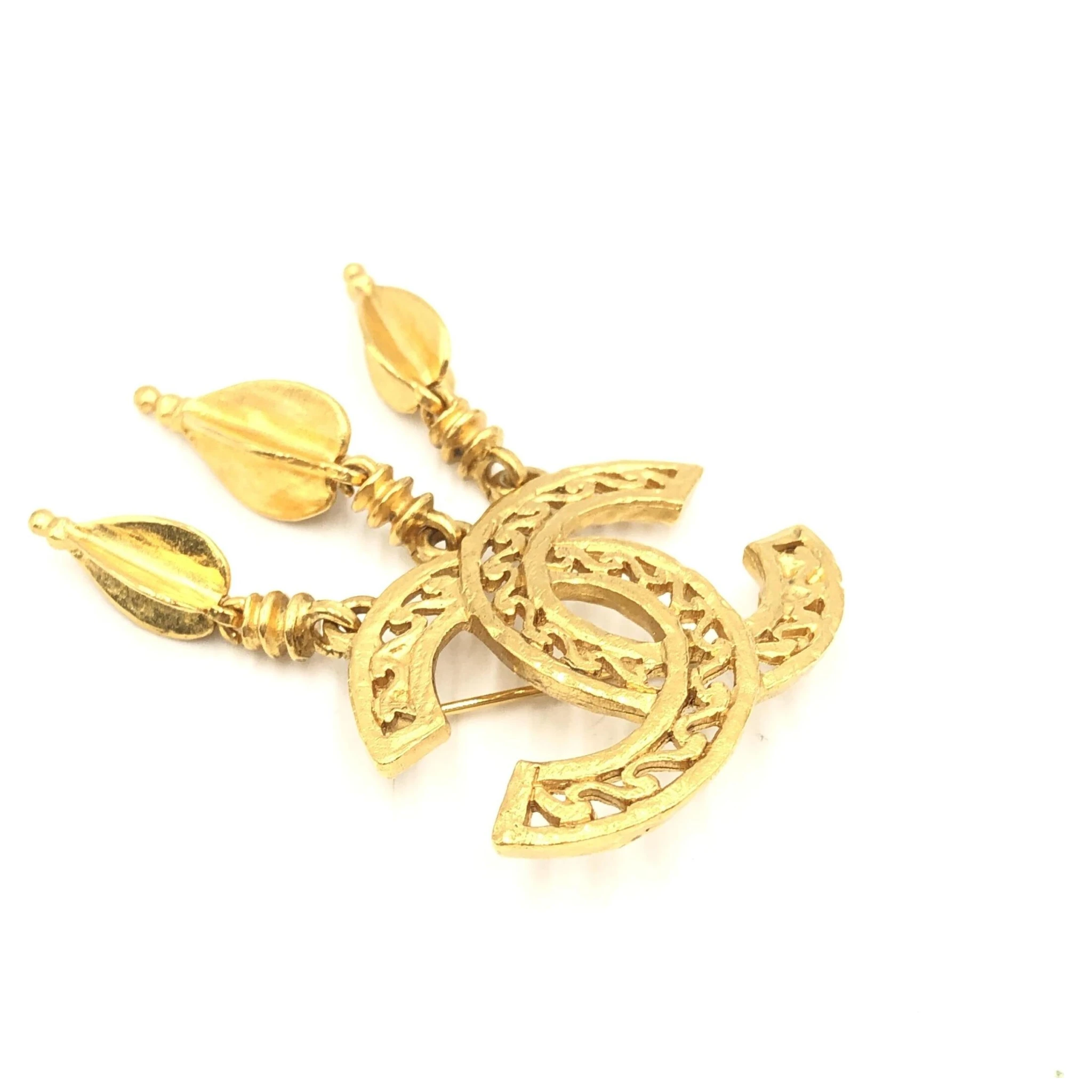 Gold Plated CC Logo Brooch