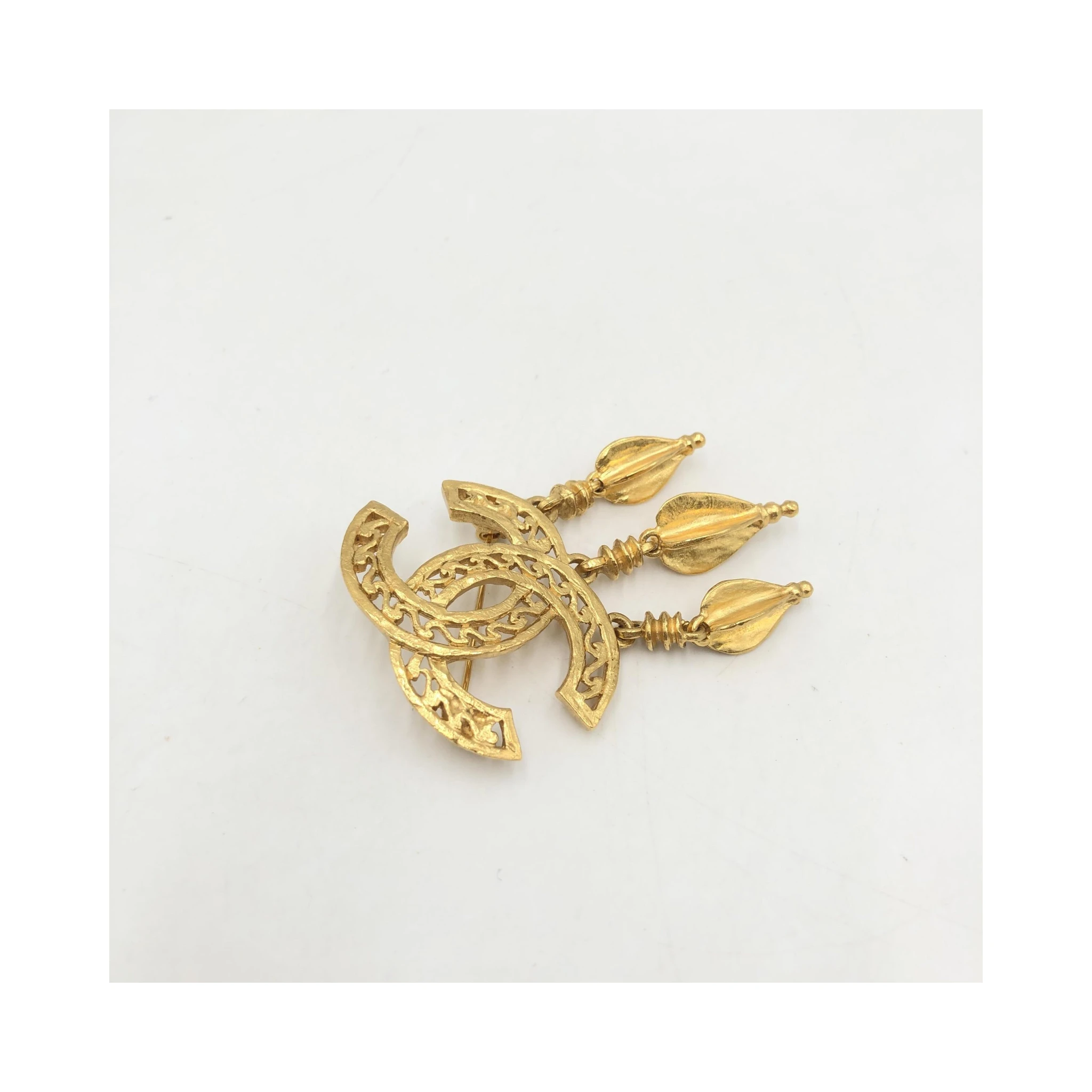 Gold Plated CC Logo Brooch