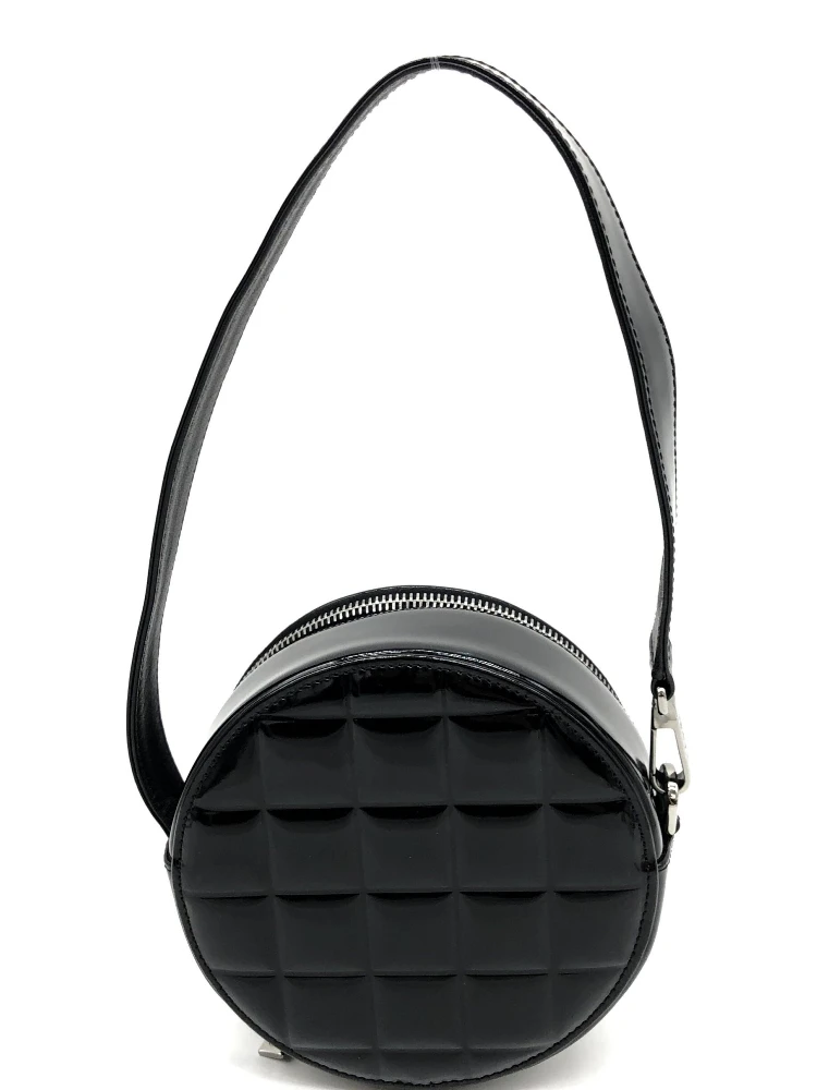 Black Patent Quilted CC Circle Mini Bag alternative