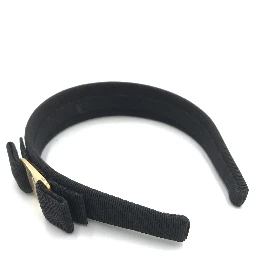 Black Grosgrain Headband With Gold Hardware