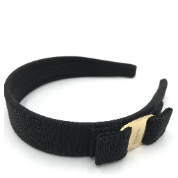 Black Grosgrain Headband With Gold Hardware