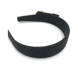 Black Grosgrain Headband With Gold Hardware