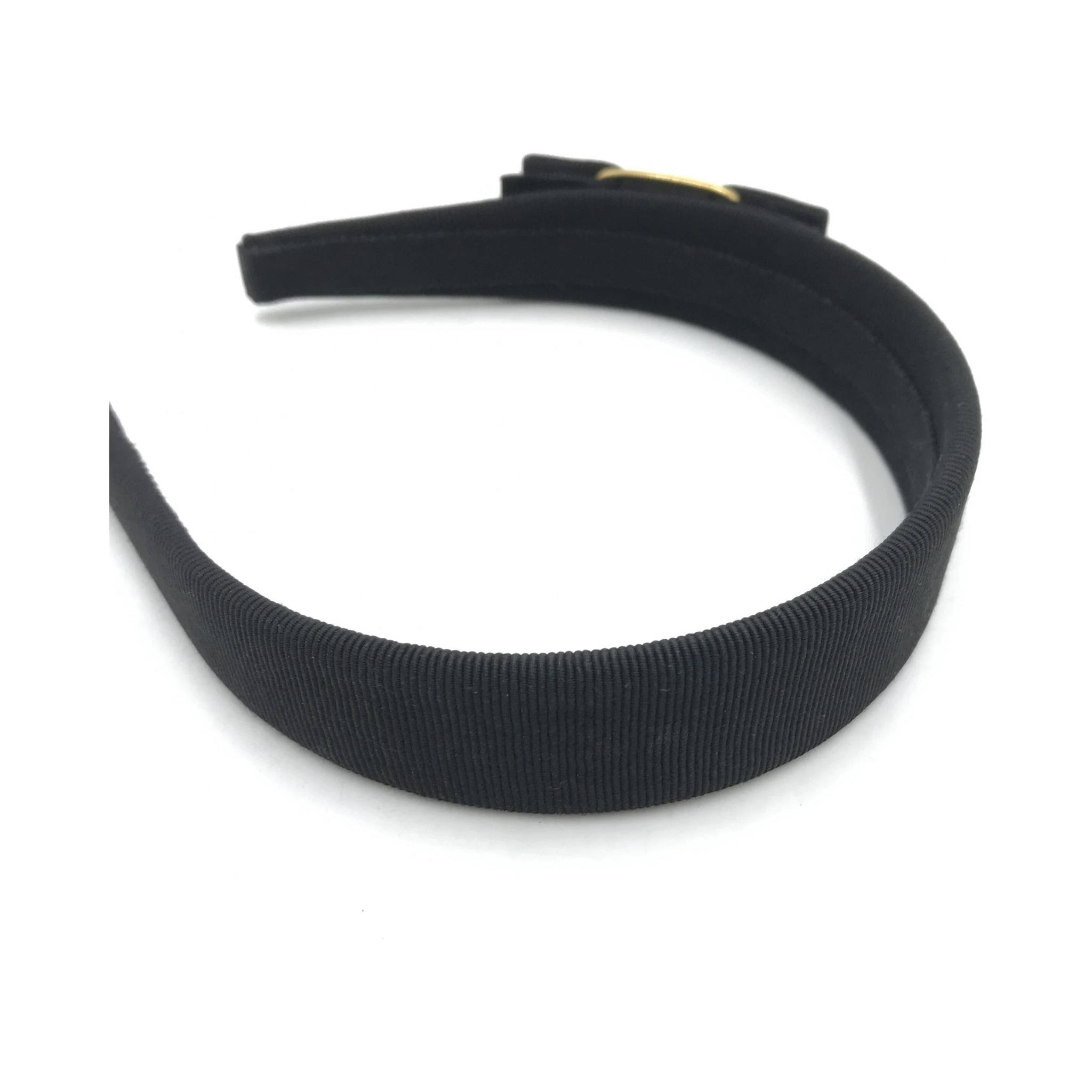 Black Grosgrain Headband With Gold Hardware