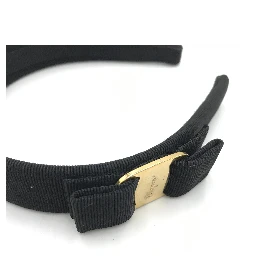 Black Grosgrain Headband With Gold Hardware