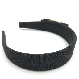 Black Grosgrain Headband With Gold Hardware