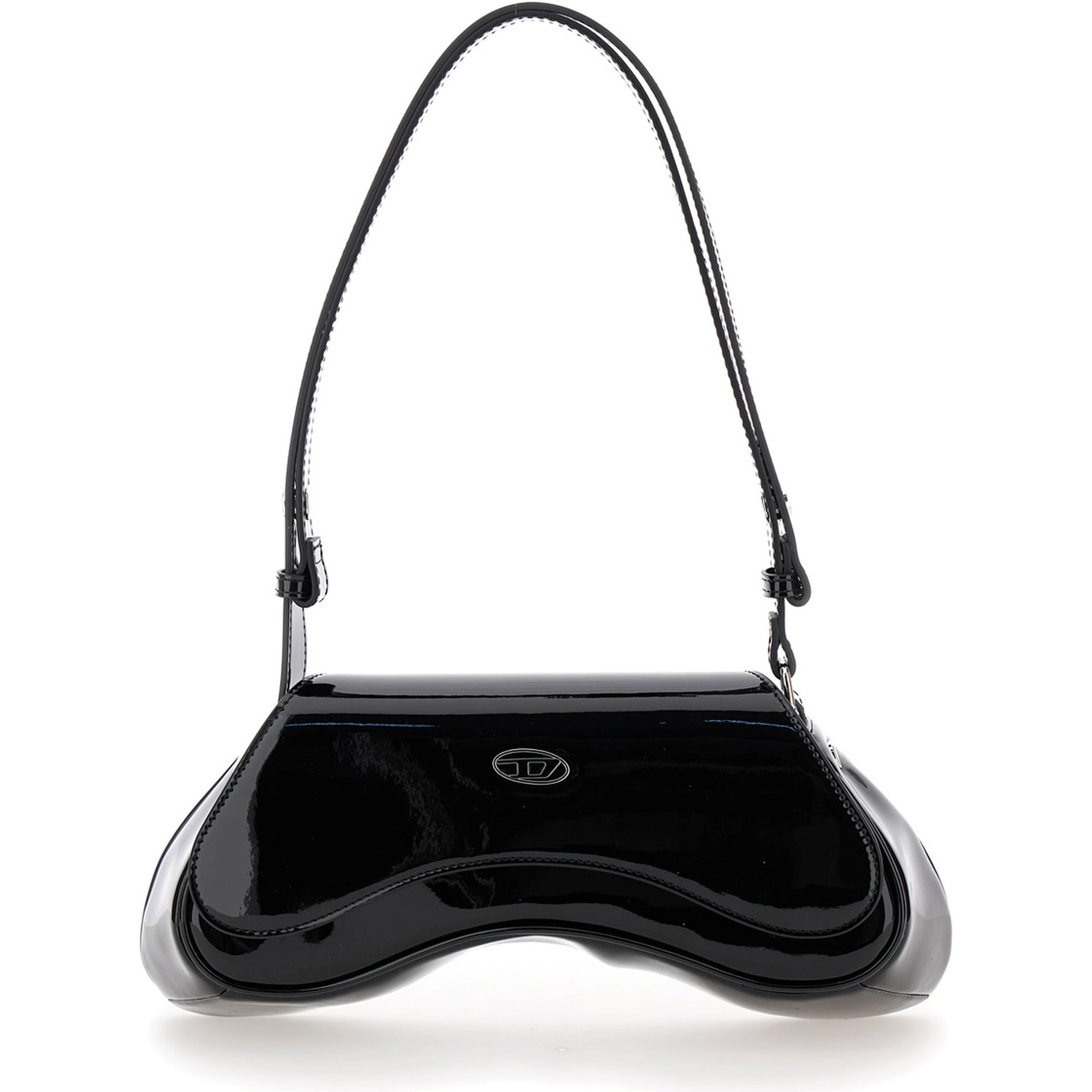 Play Black Shoulder Bag with Logo Plate in Tech Fabric Woman