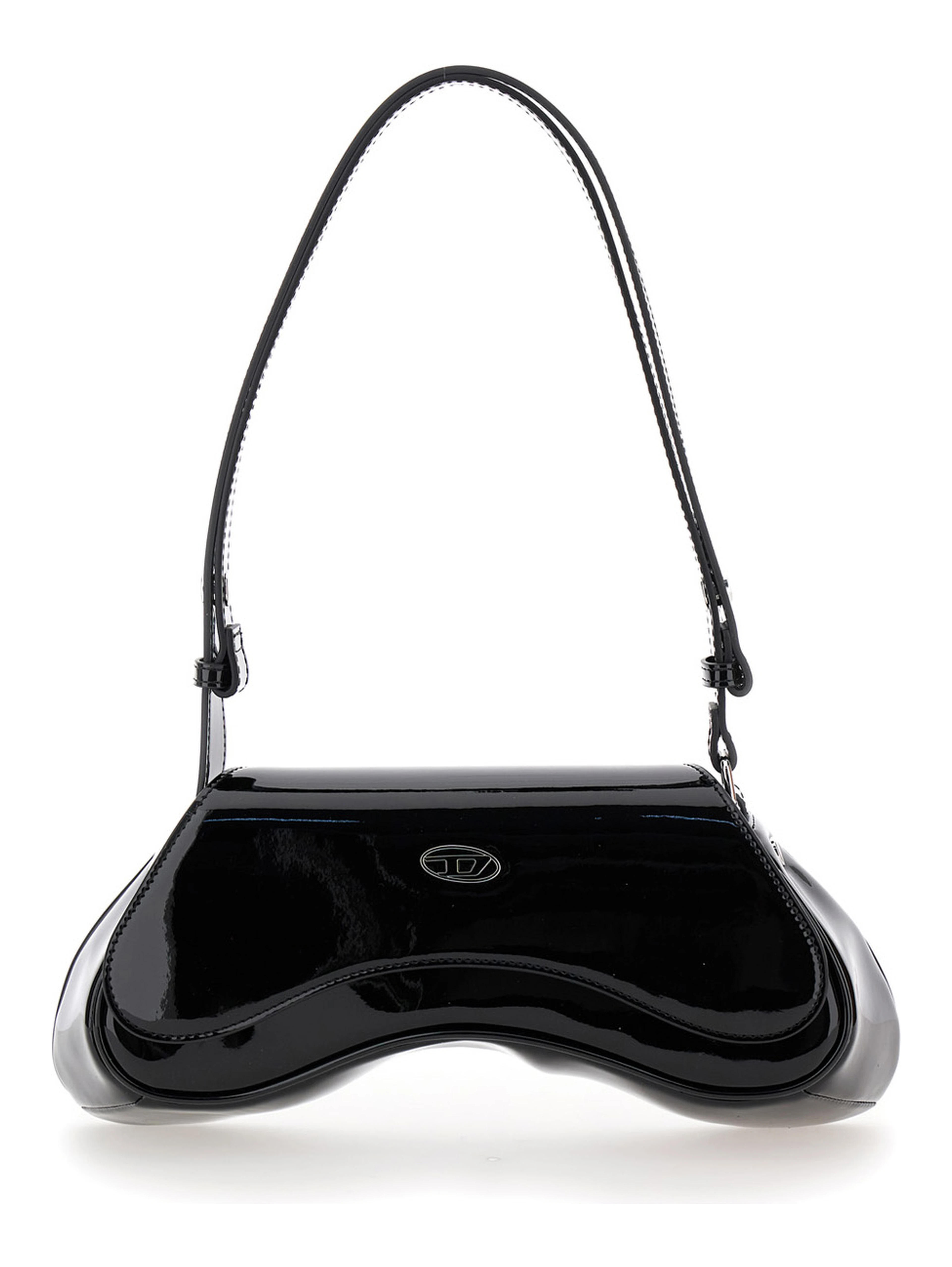 Play Black Shoulder Bag with Logo Plate in Tech Fabric Woman