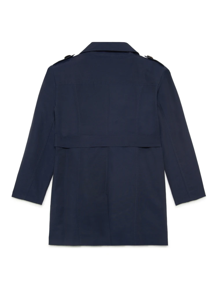 Blue Double-Breasted Trench Coat with Belt in Cotton and Nylon Girl alternative