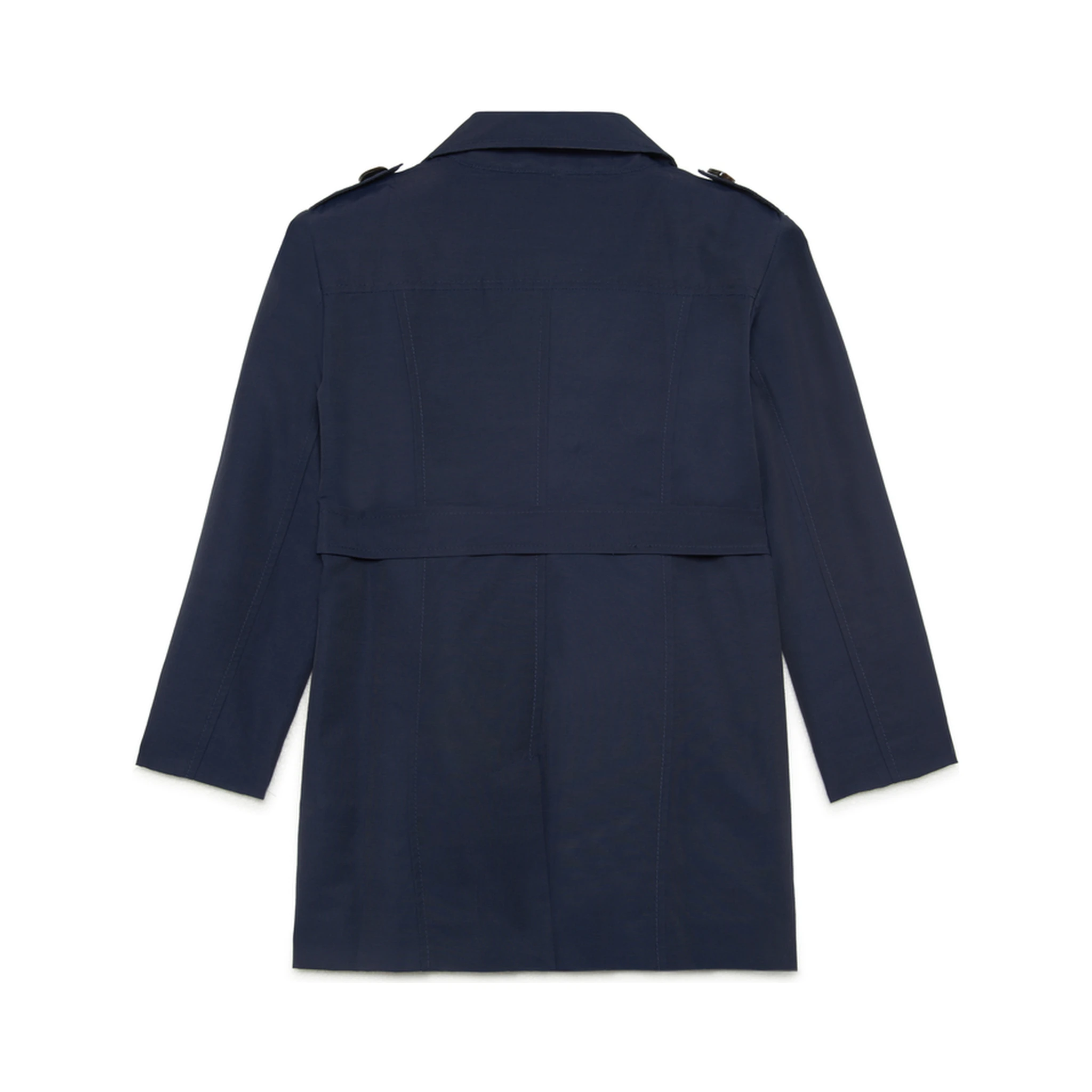 Blue Double-Breasted Trench Coat with Belt in Cotton and Nylon Girl