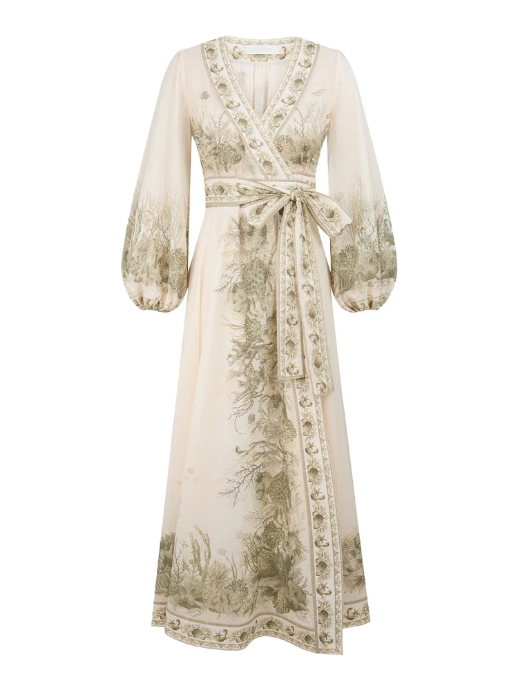 "WONDERLUST" WRAP MIDI DRESS