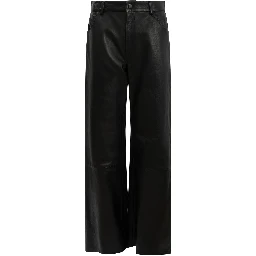 Wide leg pants in leather