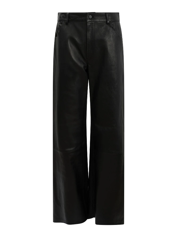 Wide leg pants in leather