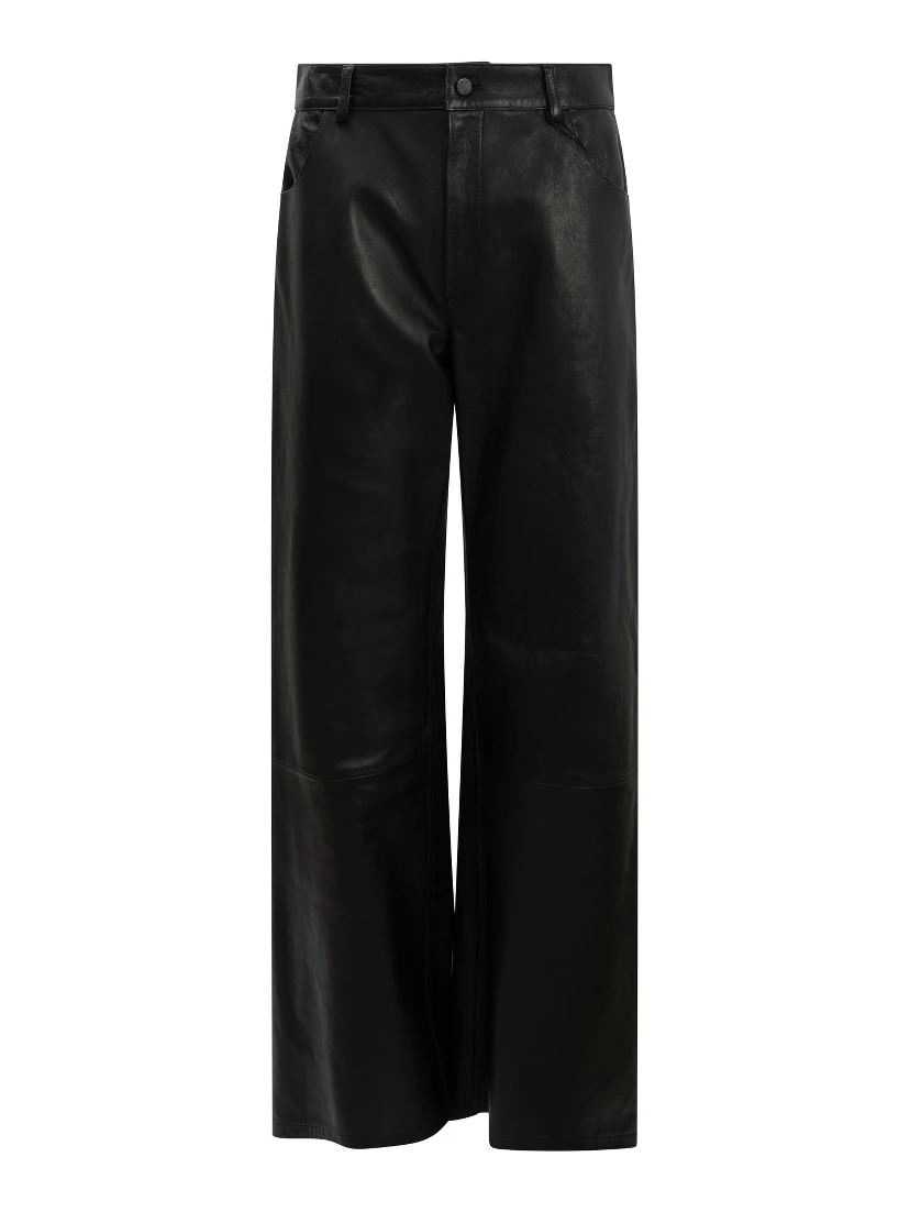 Wide leg pants in leather
