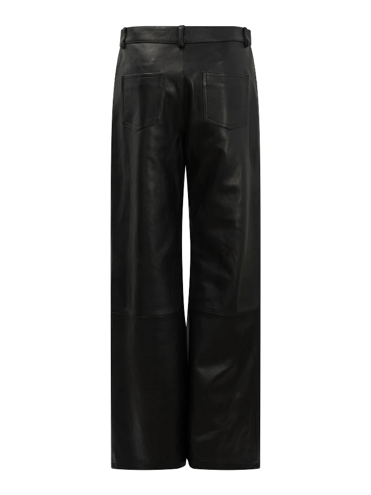 Wide leg pants in leather alternative