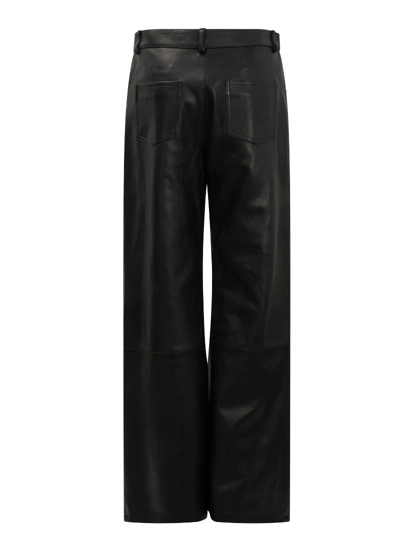 Wide leg pants in leather