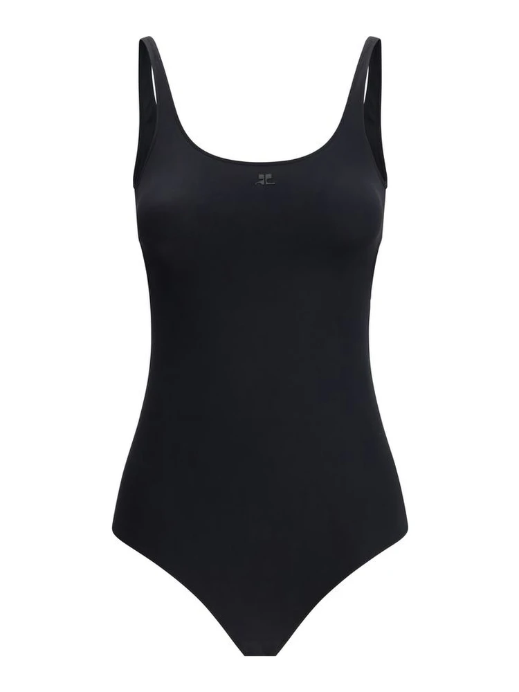 Black Elastane One-Piece Swimsuit
