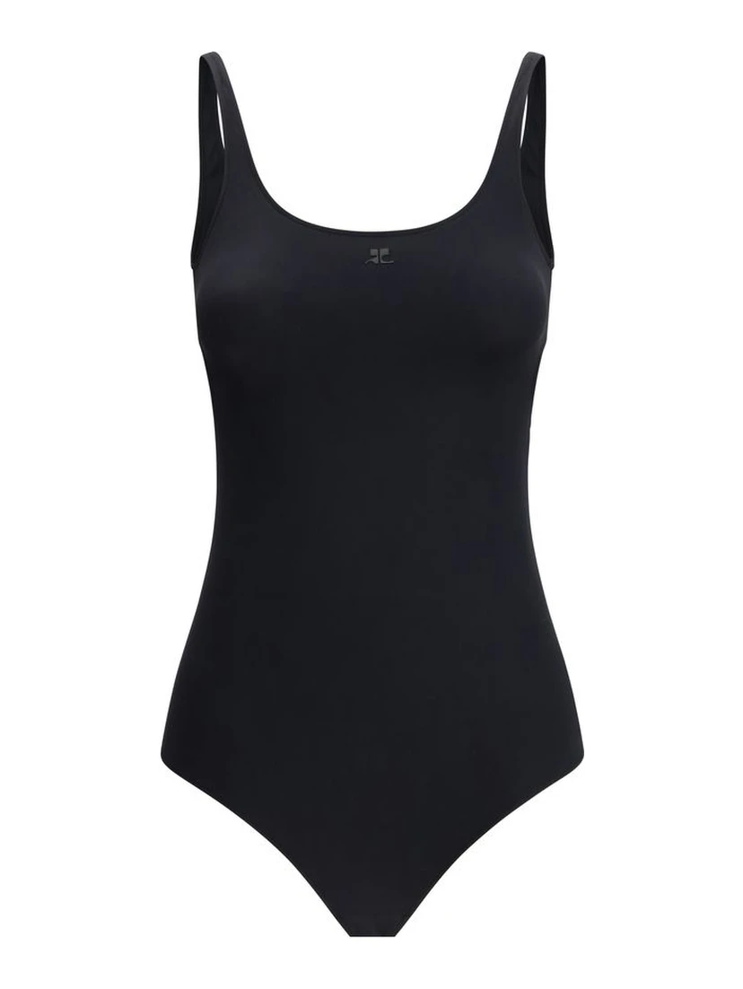 Black Elastane One-Piece Swimsuit