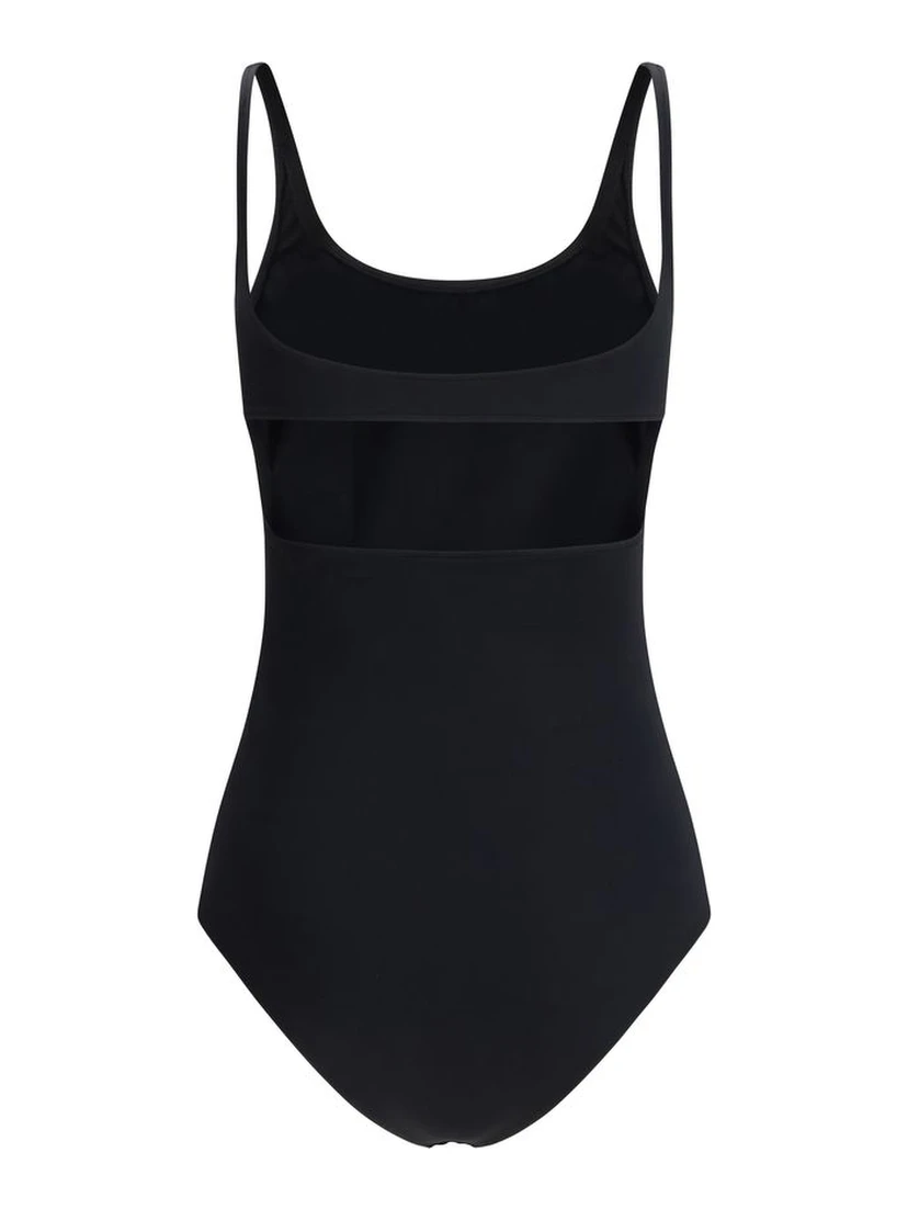 Black Elastane One-Piece Swimsuit