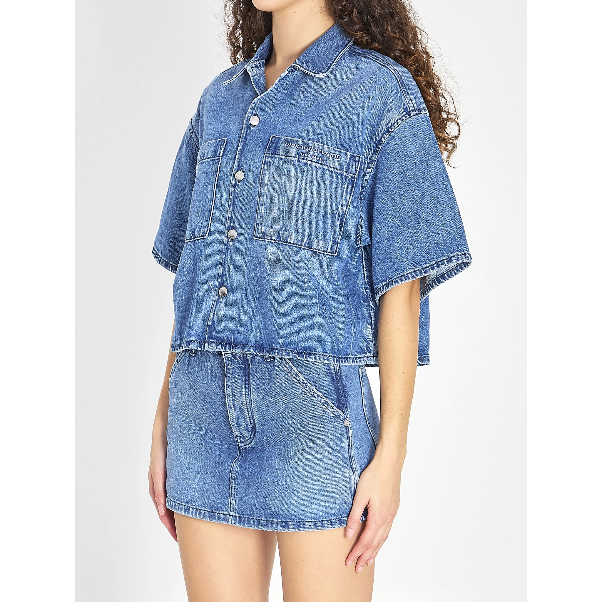 Cropped denim shirt
