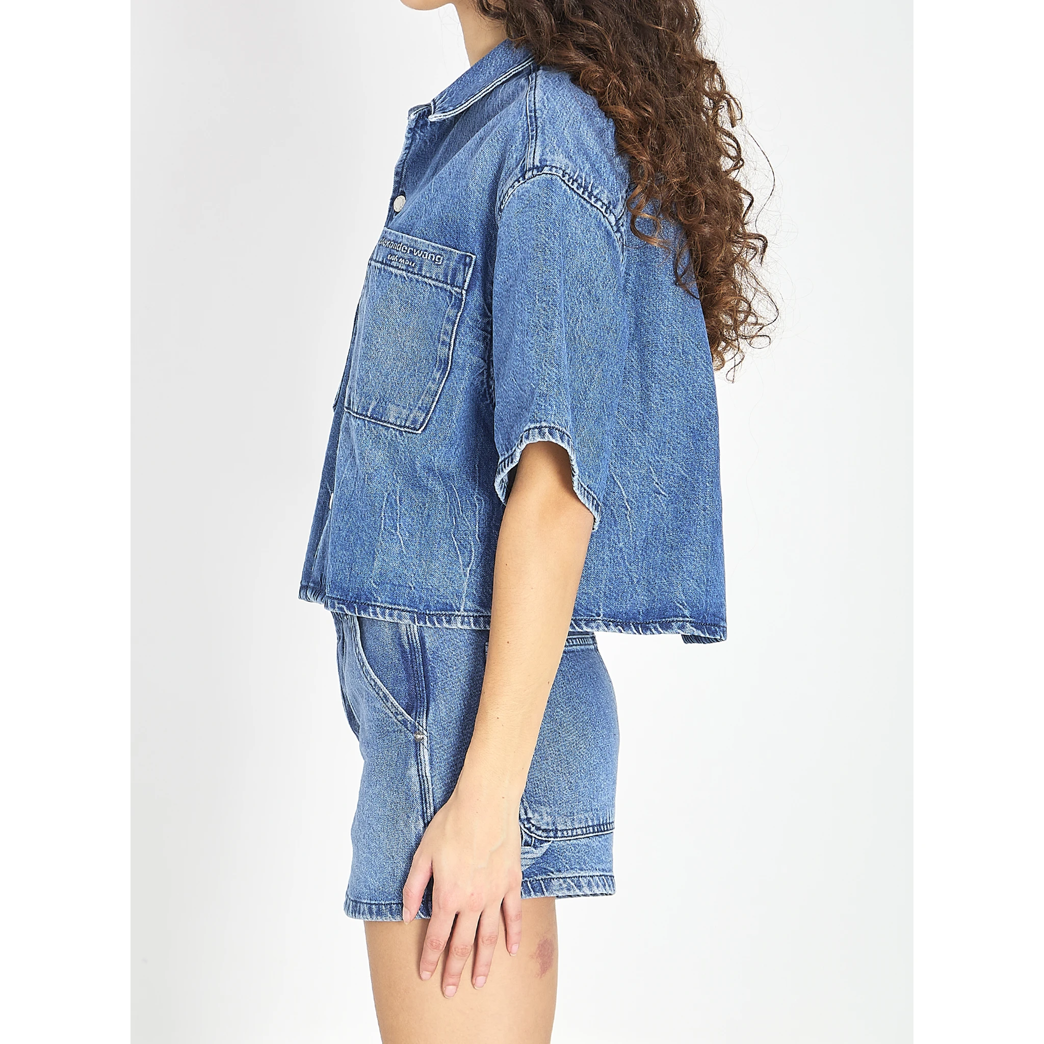 Cropped denim shirt