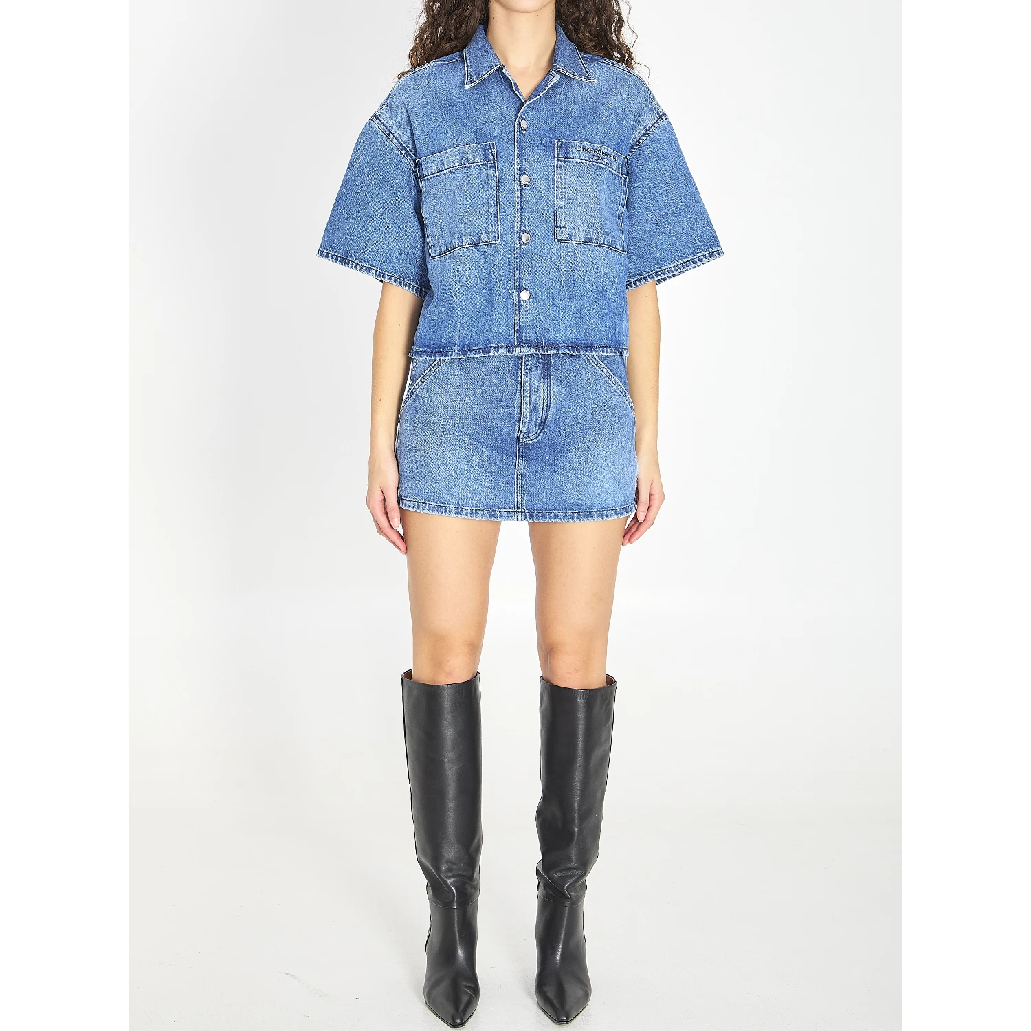 Cropped denim shirt