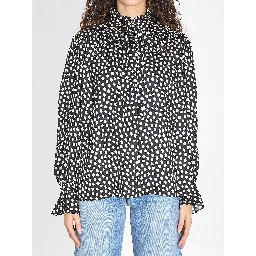 Polka dot blouse with ruffles