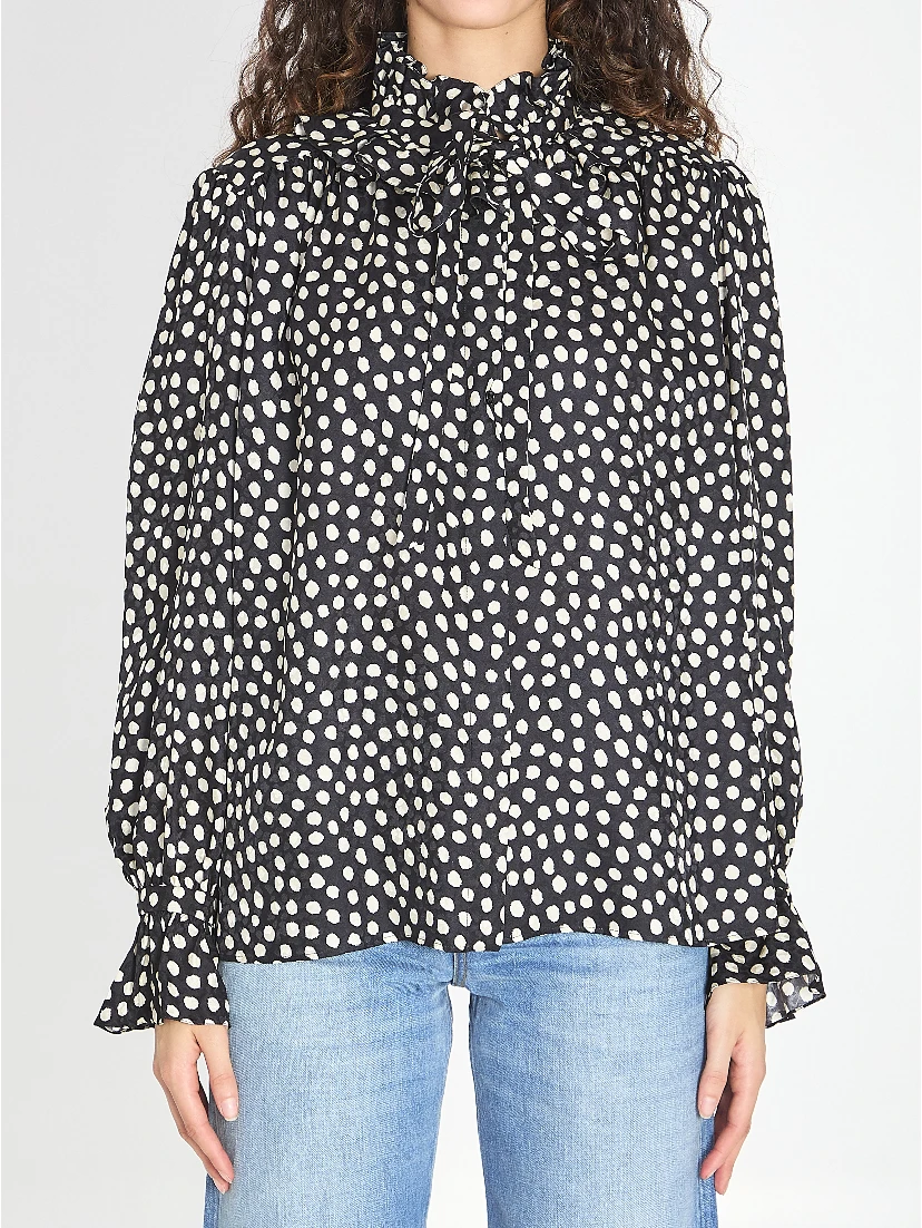Polka dot blouse with ruffles
