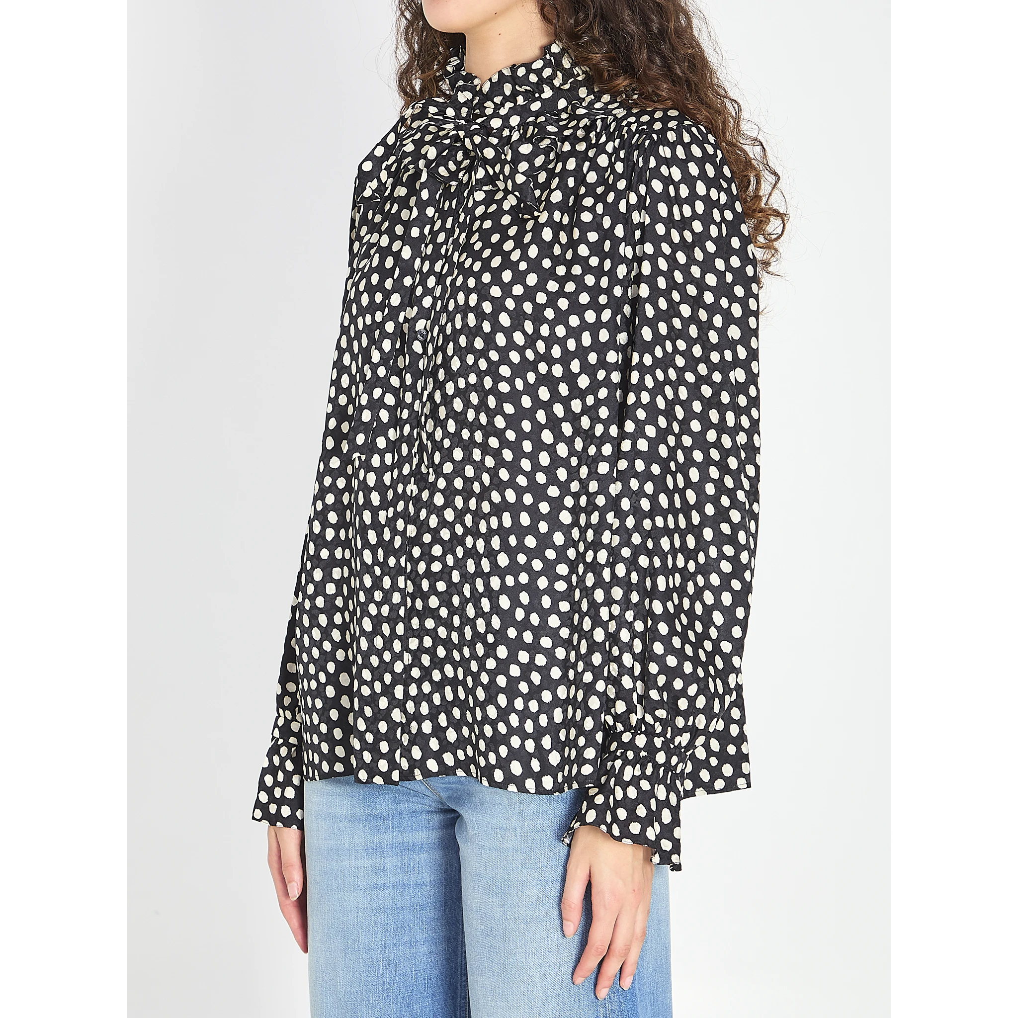 Polka dot blouse with ruffles